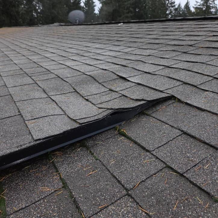 Soft spot on roof showing structural deck issues