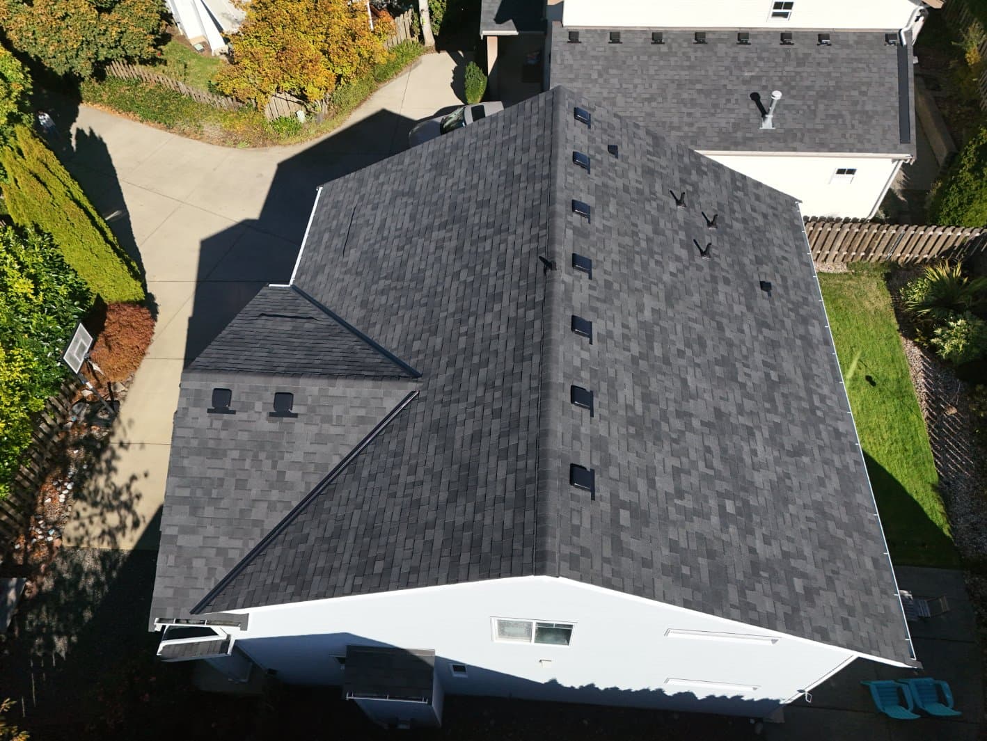 Aerial view of roof replacement project