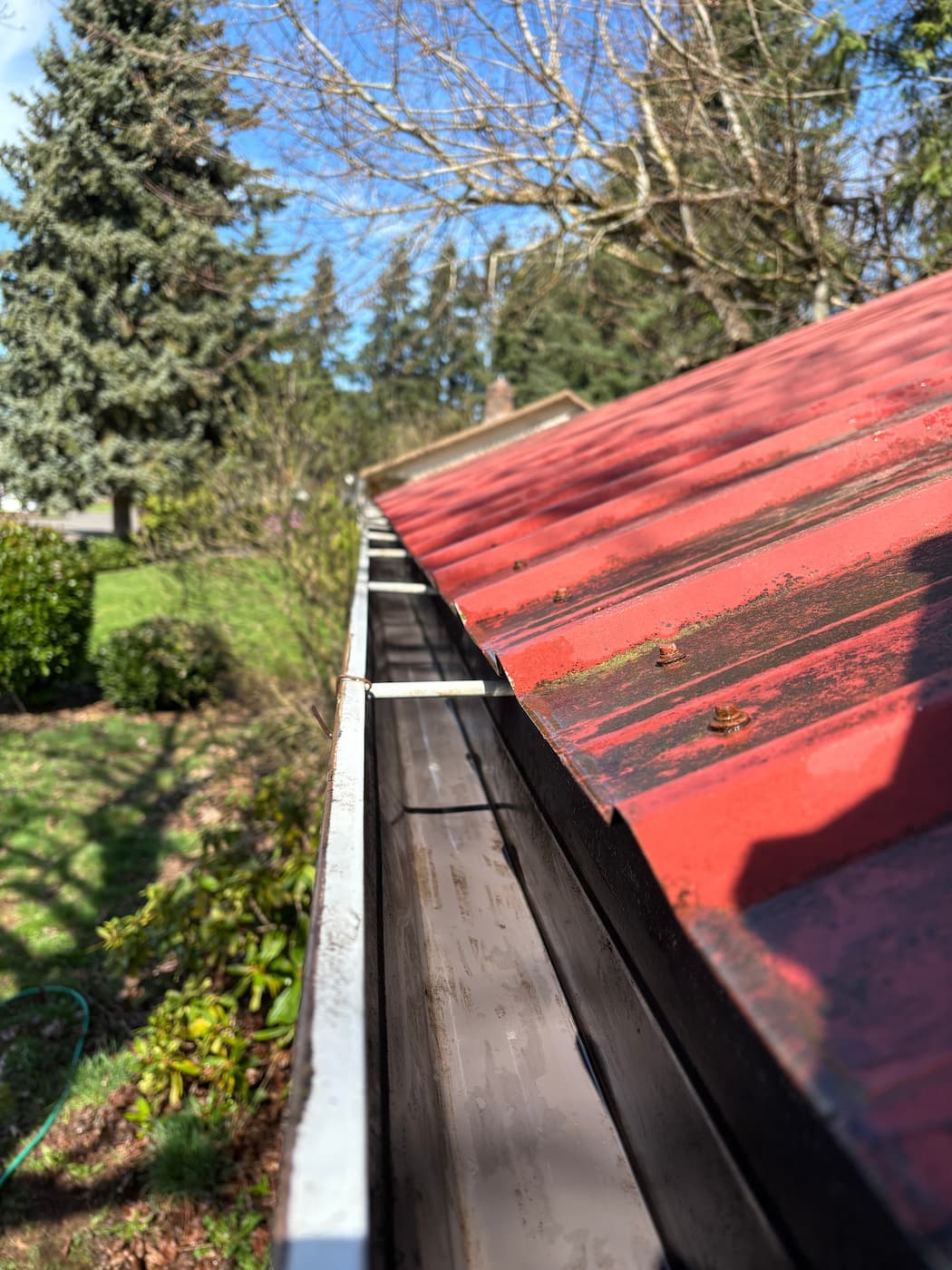 After gutter cleaning - clean gutter with proper water flow in Vancouver WA