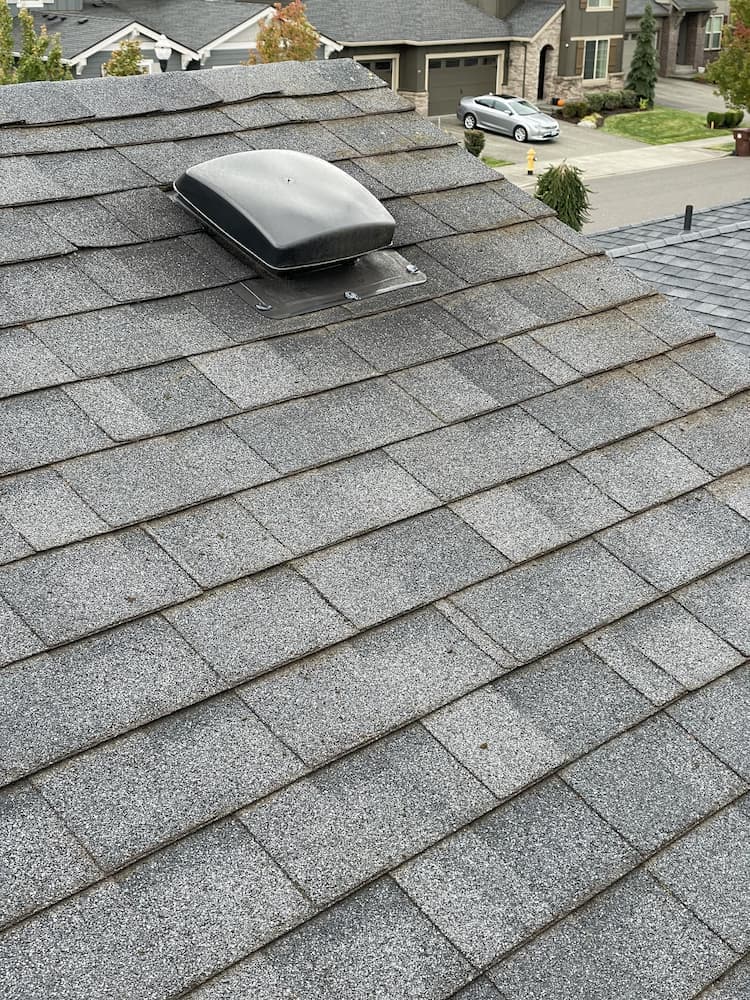 After roof cleaning - clean roof with moss and algae removed in Vancouver WA