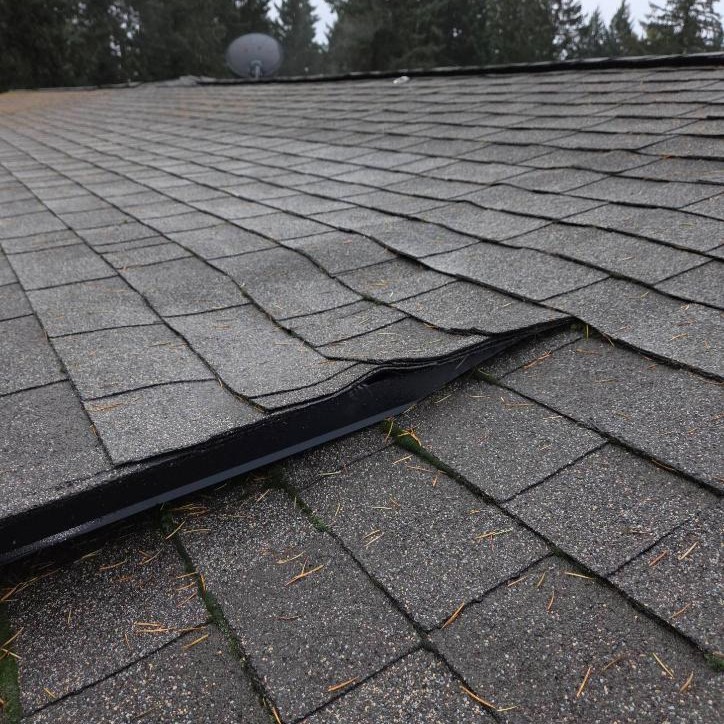 Soft spot on roof showing structural deck issues