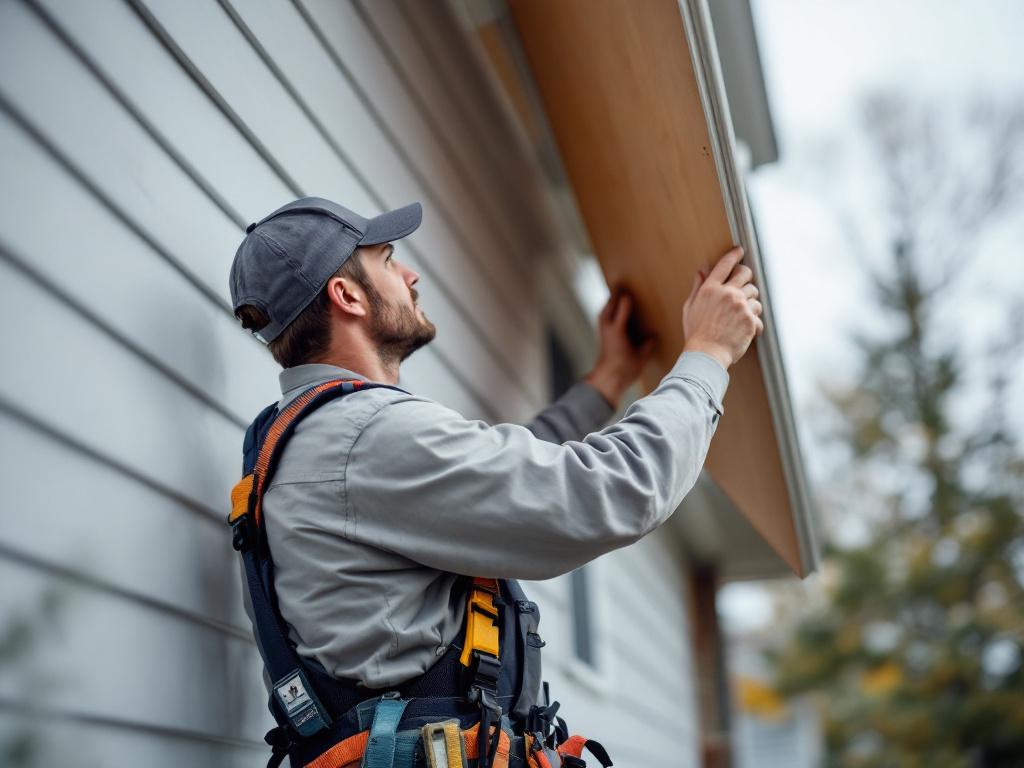Professional siding installer attaching panels to home exterior
