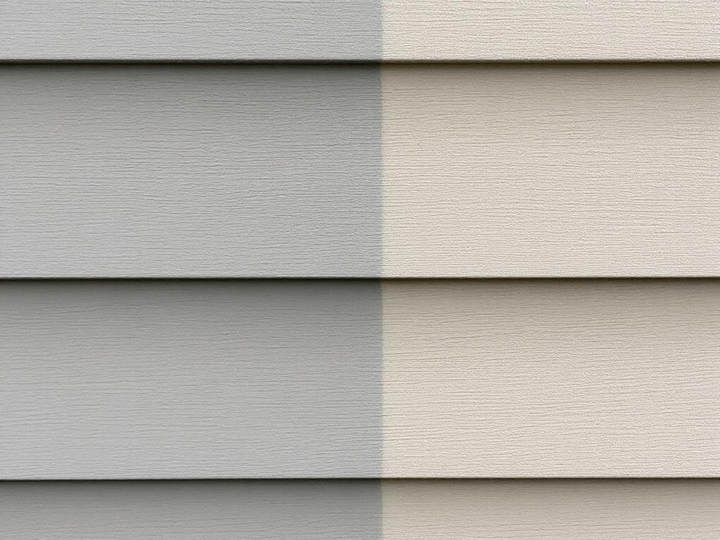 Inspecting fiber cement siding paint condition on residential home