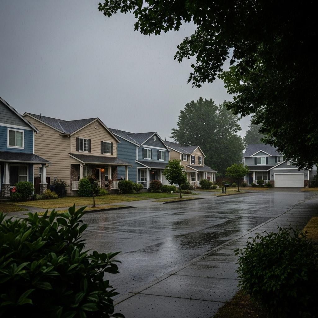 Home exterior siding in rainy Pacific Northwest weather conditions