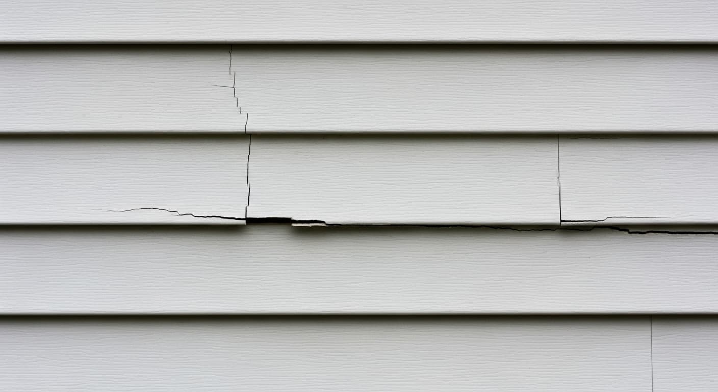 Cracked vinyl siding showing wear and maintenance issues over time