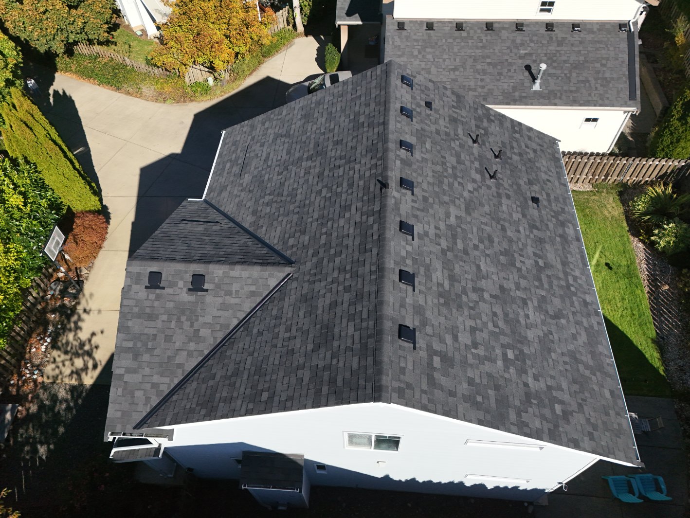 Aerial view of roof replacement project
