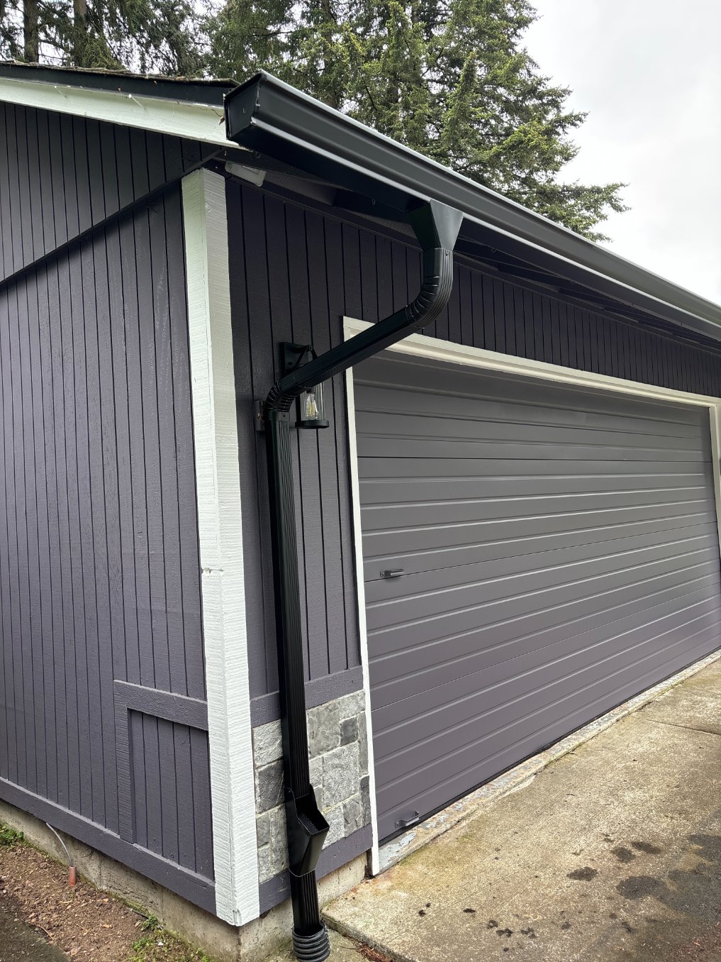 New black gutter system installation