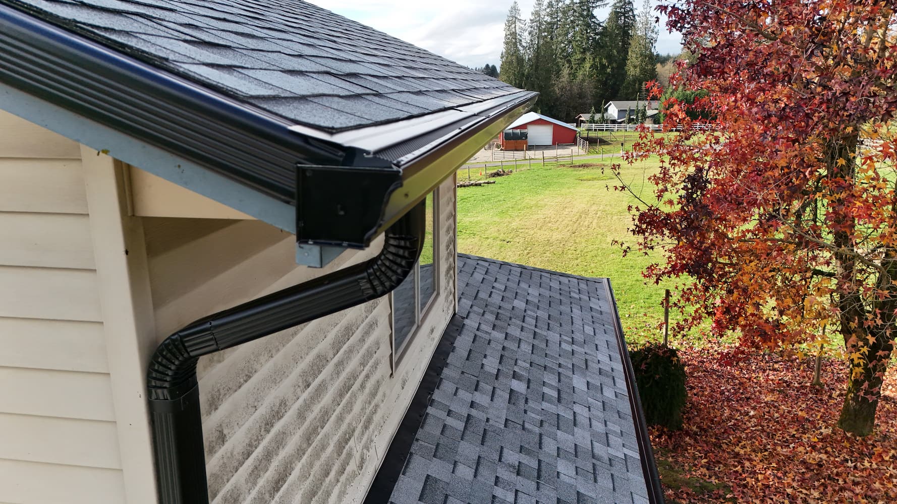 Close-up of new gutter installation in Vancouver WA