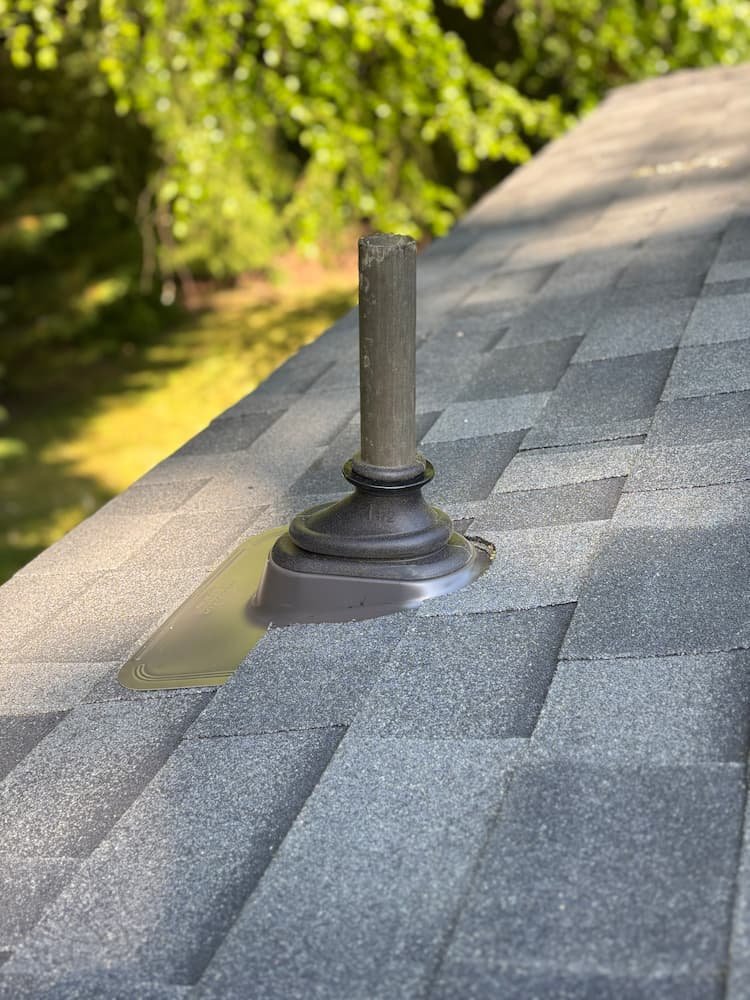 Silicone pipe jack boot flashing installation