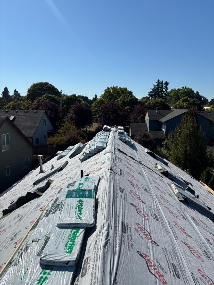 In-progress roofing project in Camas, WA