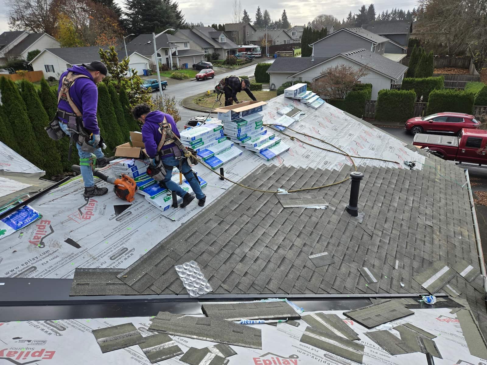 Completed roofing and gutter project in Portland, OR